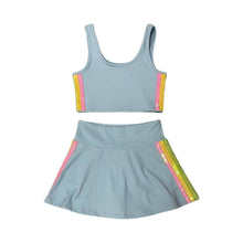 Load image into Gallery viewer, Lola and the Boys- Blue Rainbow Sherbet Sequin Tennis Set (4-6)