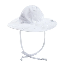 Load image into Gallery viewer, Flap Happy- UPF 50 Floppy Hat: White Eyelet