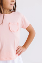 Load image into Gallery viewer, Mila &amp; Rose- Ruffle Pocket Tee: Peach (6m-8)