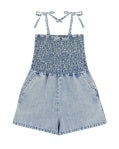 Load image into Gallery viewer, Feather 4 Arrow- Brunch Club Romper: Washed Indigo (2Y-11Y)