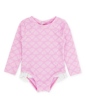 Load image into Gallery viewer, Feather 4 Arrow - Coastal Cutie Surf Suit: Pop Pink Shell Yeah (6M-4T)