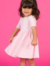 Load image into Gallery viewer, Rufflebutts- Girls Pink Short Sleeve Knit Twirl Dress (2T-8)