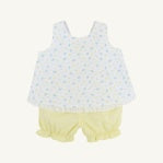 Load image into Gallery viewer, Beaufort Bonnet- Susy Swing Top Set- Broadcloth: Dunwoody Daisy/York Yellow and Worth Ave White Dallas Dot (0m-24m)