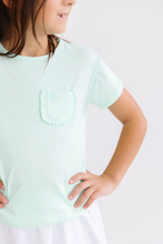 Load image into Gallery viewer, Mila &amp; Rose- Ruffle Pocket Tee: Pastel Green (6m-8)