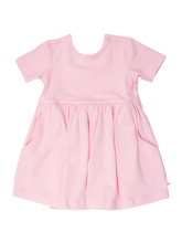 Load image into Gallery viewer, Rufflebutts- Girls Pink Short Sleeve Knit Twirl Dress (2T-8)
