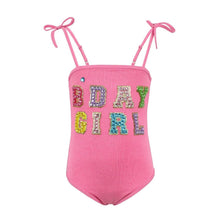 Load image into Gallery viewer, Lola and the Boys- Pink Birthday Girl Gem Swimsuit (2-6)