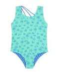 Load image into Gallery viewer, Feather 4 Arrow- Summer Sun Reversible One-piece: Aqua Crystal (6m-24m)