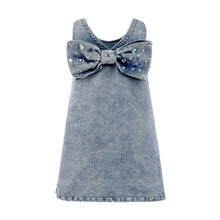 Load image into Gallery viewer, Lola and the Boys- Crystal Heart Denim Bow Dress (2-10)