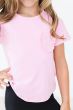 Load image into Gallery viewer, Mila &amp; Rose- Ruffle Pocket Tee: Bubblegum Pink (6m-8)