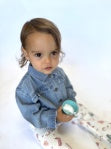 Load image into Gallery viewer, Feather 4 Arrow- Ines Ruffle Denim Jacket (2y-9y)