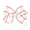 King Holiday Style Pom-Pom Edge Grosgrain Overlay Girls Hair Bow WHT W/ RED