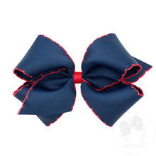 Load image into Gallery viewer, Wee Ones- King Moonstitch Grosgrain Hair Bow with Contrasting Wrap
