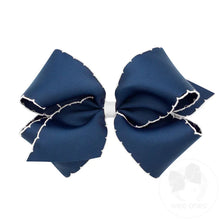 Load image into Gallery viewer, Wee Ones- King Moonstitch Grosgrain Hair Bow with Contrasting Wrap