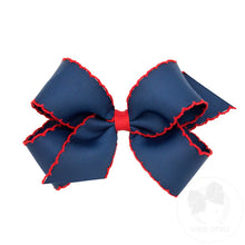 Load image into Gallery viewer, Wee Ones- Medium Moonstitch Grosgrain Hair Bow with Contrasting Wrap