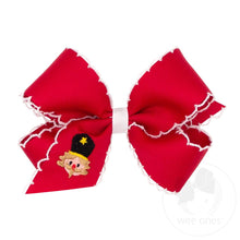 Load image into Gallery viewer, Wee Ones- Medium Moonstitch Grosgrain Hair Bow with Contrasting Wrap