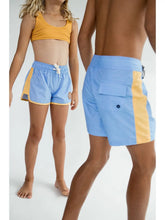 Load image into Gallery viewer, Of One Sea- Boardie Watershorts in Light Blue and Yellow Colorblock (0m-12)