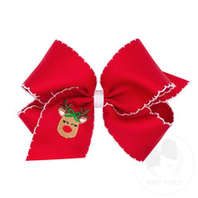 Load image into Gallery viewer, Wee Ones- Medium Moonstitch Grosgrain Hair Bow with Contrasting Wrap