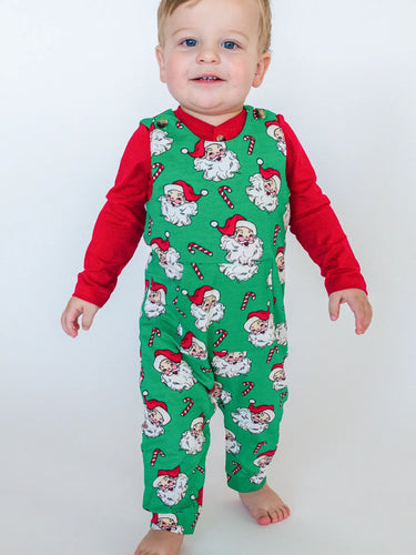 Ruggedbutts- Baby Boys Green Santa Joy Knit Longall Pocket Romper (0-24m)