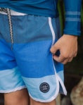 Load image into Gallery viewer, Feather 4 Arrow- Scallop Boardshort: Navy/Stripe (2T-10)