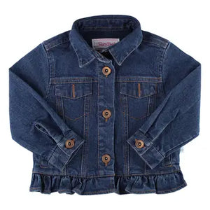 Ruffle Butts- Girls Medium Wash Ruffle Denim Jacket, 6-24m