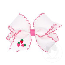 Load image into Gallery viewer, Wee Ones- Medium Moonstitch Grosgrain Hair Bow with Contrasting Wrap