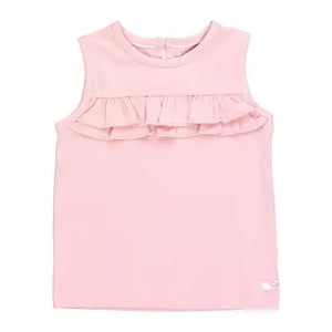 Ruffle Butts- Girls Pink Knit Ruffle Trim Tank (3m-5)