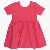 Load image into Gallery viewer, Rufflebutts- Girls Hot Pink Short Sleeve Knit Twirl Dress (2T-7)