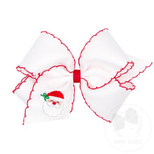 Load image into Gallery viewer, Wee Ones- Medium Moonstitch Grosgrain Hair Bow with Contrasting Wrap