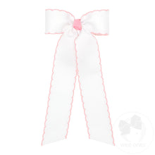 Load image into Gallery viewer, Wee Ones- Medium Grosgrain Moonstitch Hair Bowtie with Knot Wrap and Streamer Tails