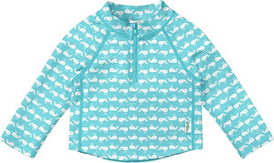 Green Sprouts- Aqua Geo Whale Zip Rashguard
