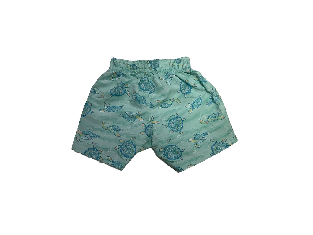 Green Sprouts- Seafoam Turtle Easy-On Shorts